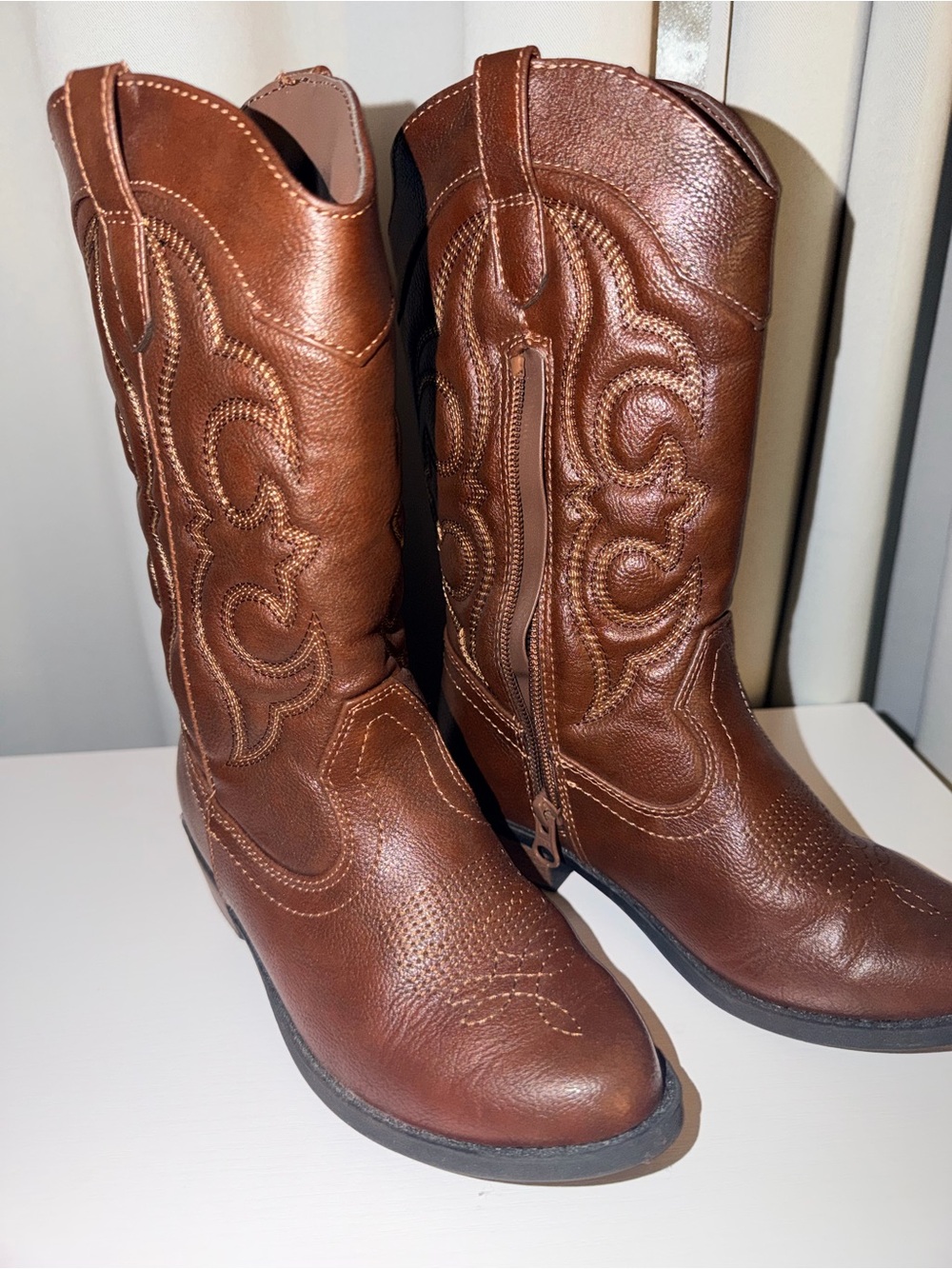 Brown Embroidered Western Cowboy Boots Girls